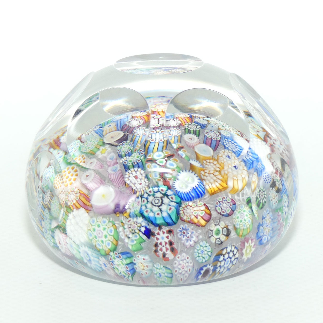 John Deacons Scotland Closepack Millefiori Facetted Medium paperweight