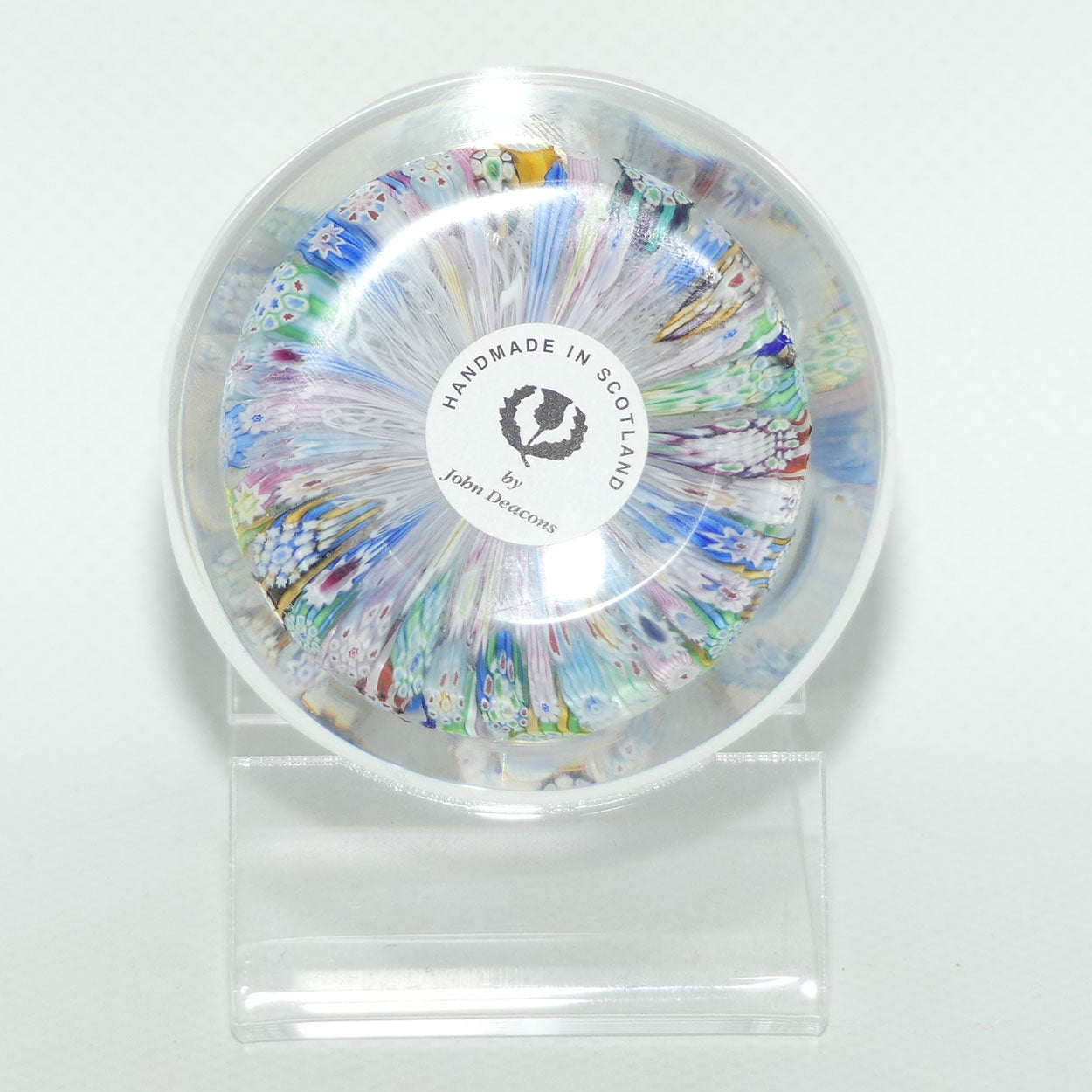John Deacons Scotland Closepack Millefiori Facetted Medium paperweight