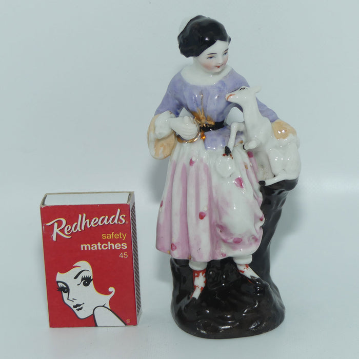 Victorian era Hard Paste Porcelain figure | Girl with Lamb