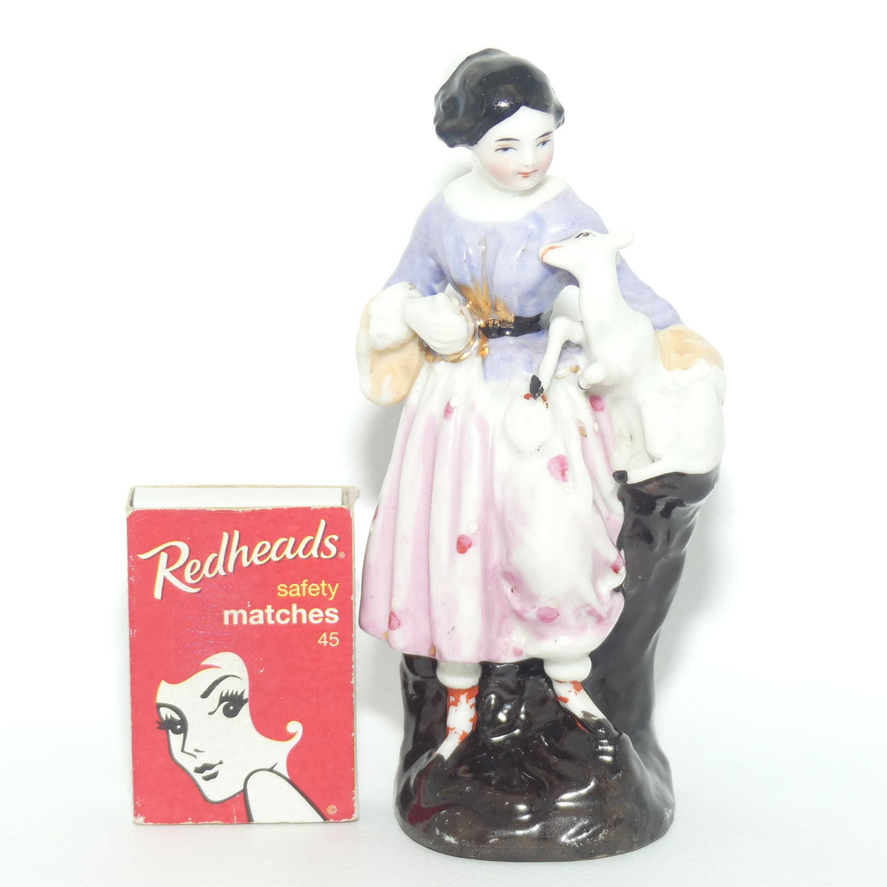 Victorian era Hard Paste Porcelain figure | Girl with Lamb