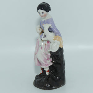 Victorian era Hard Paste Porcelain figure | Girl with Lamb