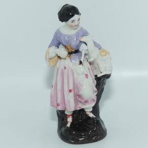 Victorian era Hard Paste Porcelain figure | Girl with Lamb