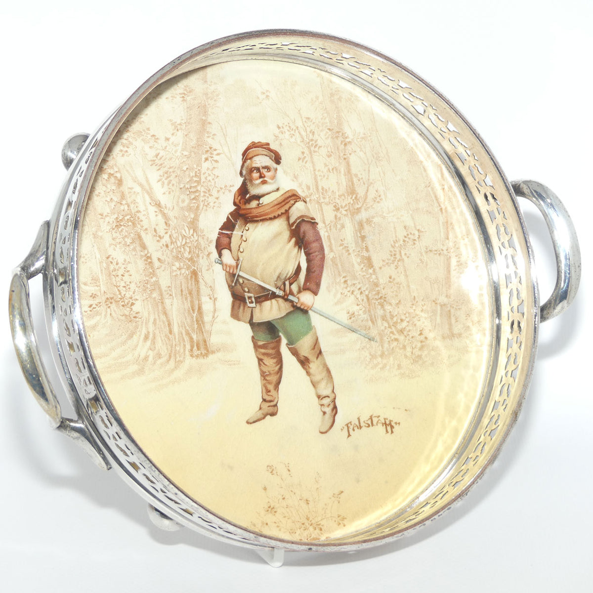 Royal Doulton Shakespearean Falstaff EP handled drinks serving tray