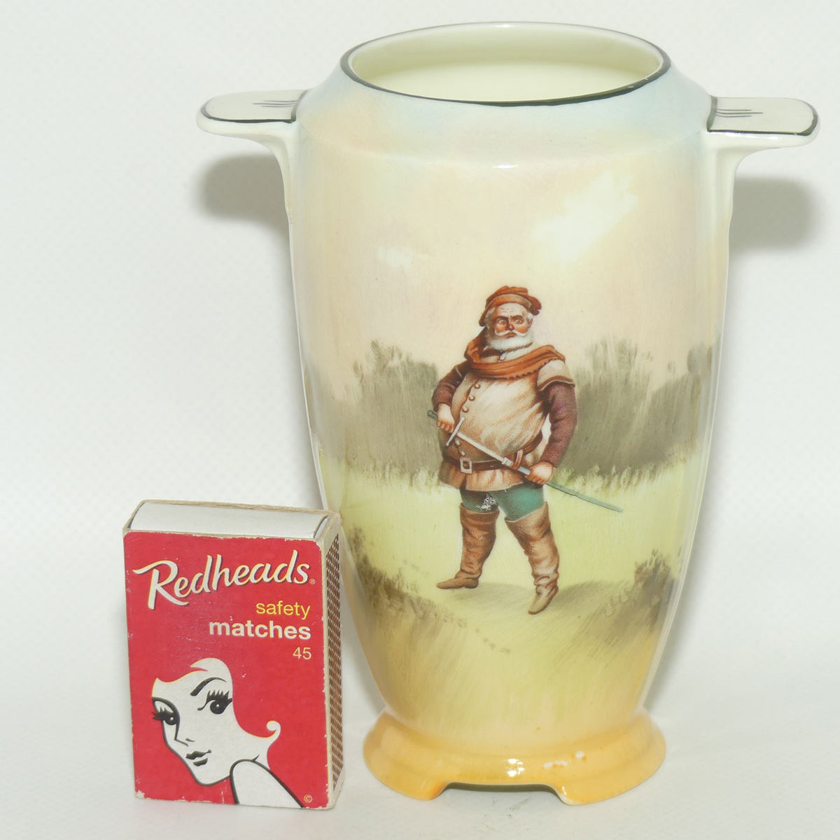 Royal Doulton Shakespearean Falstaff twin handled Art Deco vase