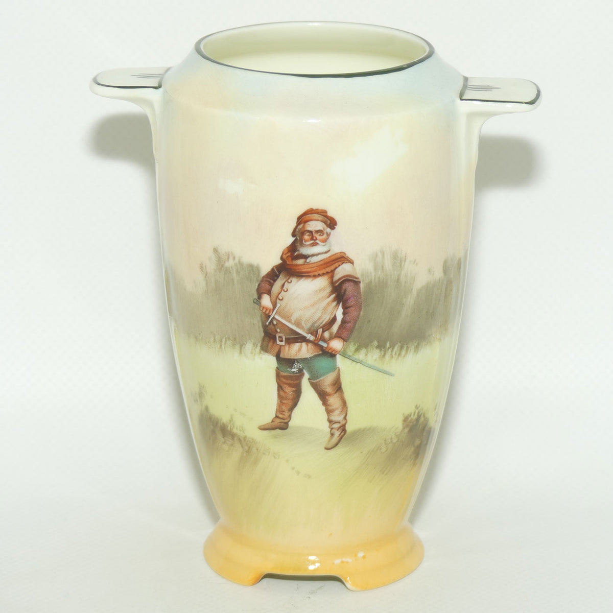Royal Doulton Shakespearean Falstaff twin handled Art Deco vase
