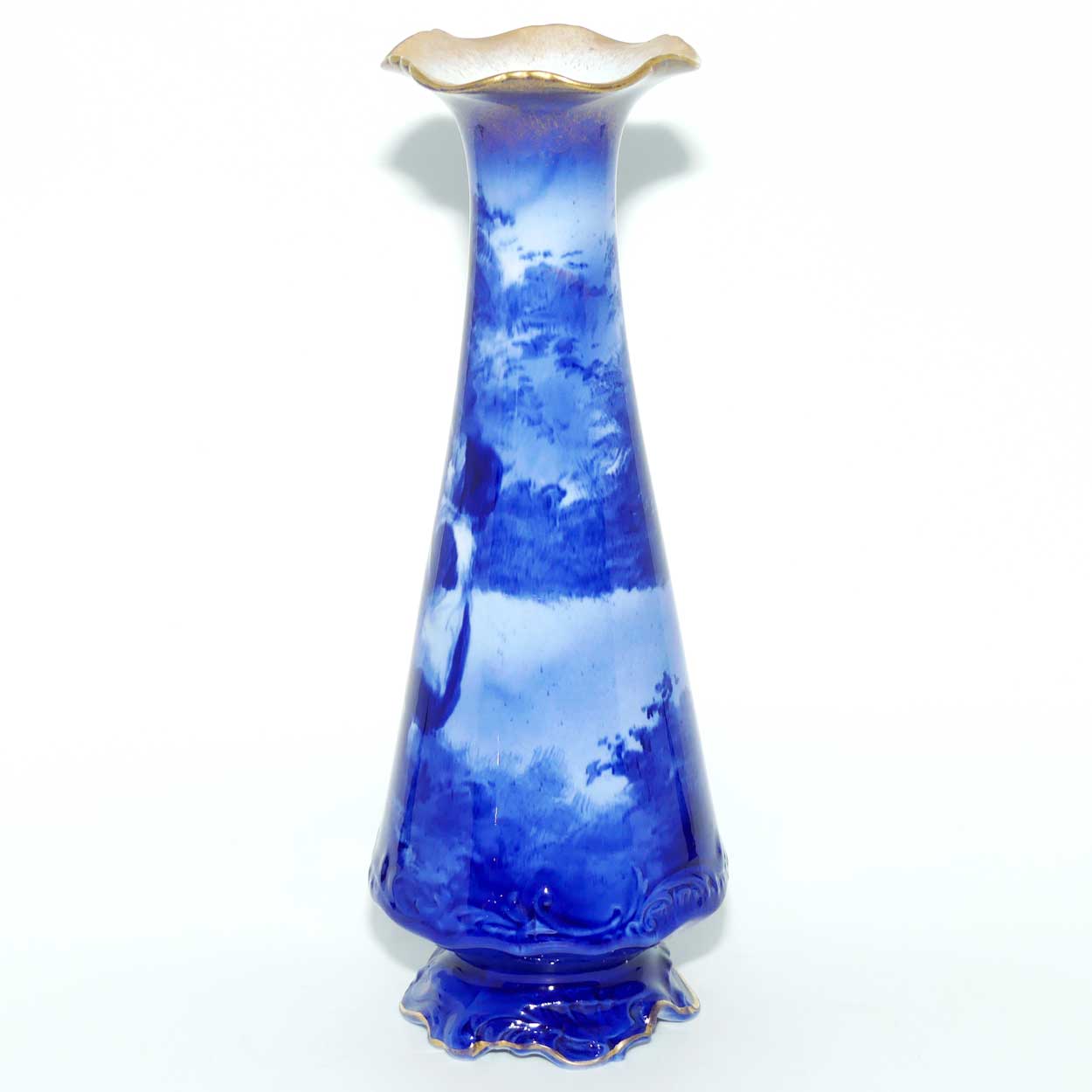 Royal Doulton Blue Childrens fancy shape fluted rim vase