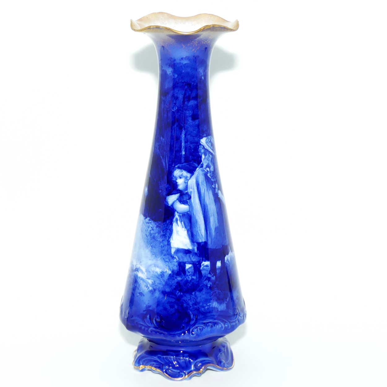 Royal Doulton Blue Childrens fancy shape fluted rim vase