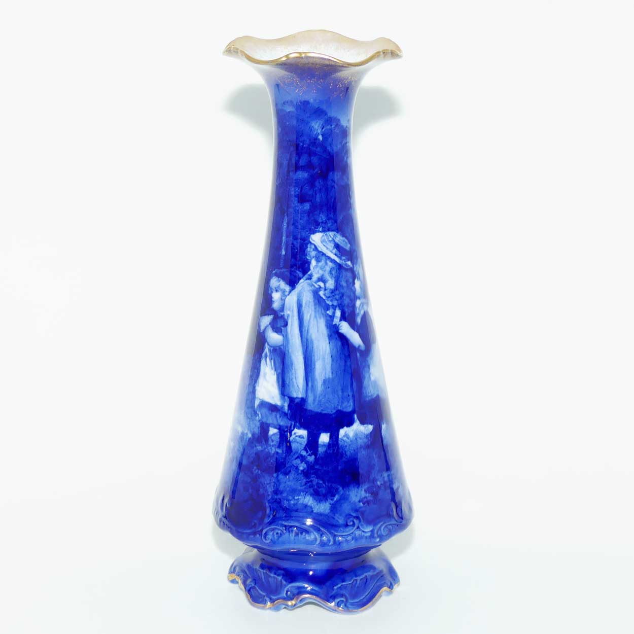 Royal Doulton Blue Childrens fancy shape fluted rim vase