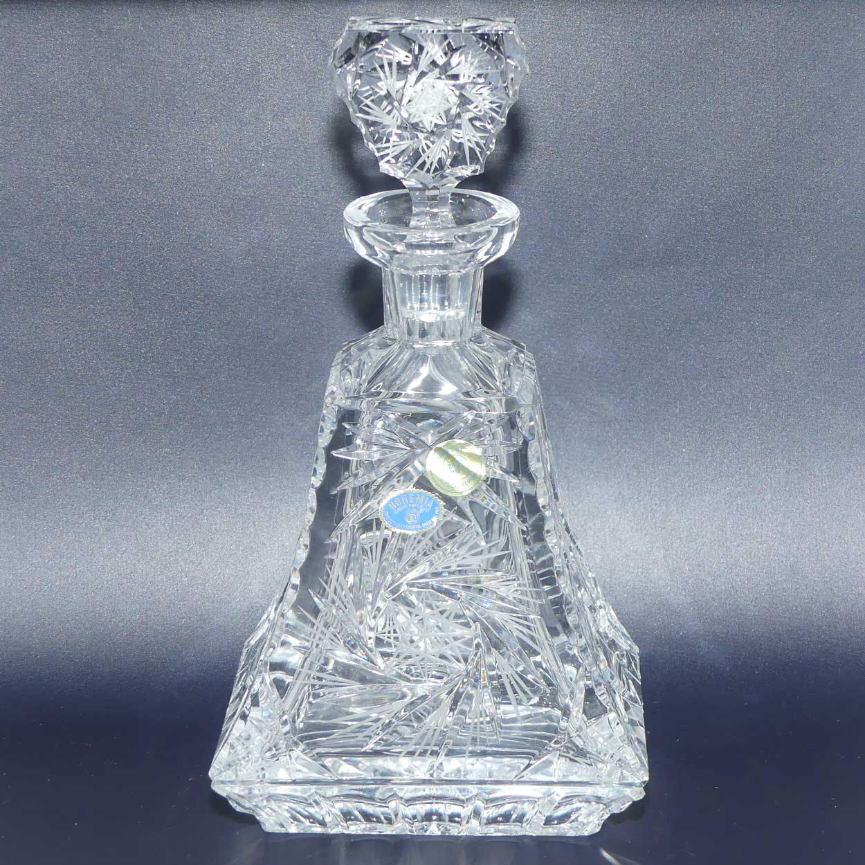 Fancy shape Pinwheel cut Bohemian Crystal Spirits decanter