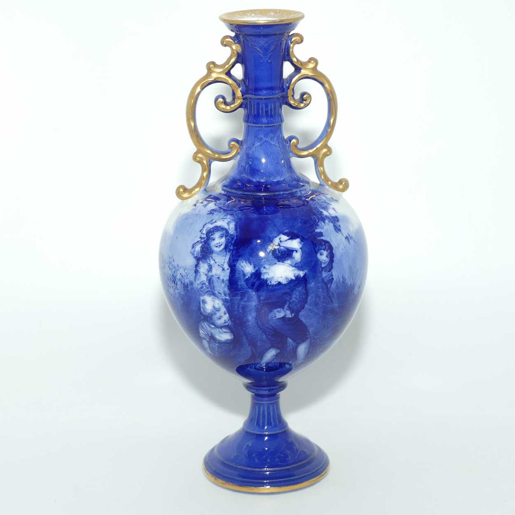 Royal Doulton Blue Childrens fine bone china fancy handles bulbous vase |Hide & Seek|