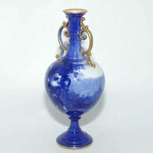 Royal Doulton Blue Childrens fine bone china fancy handles bulbous vase |Hide & Seek|