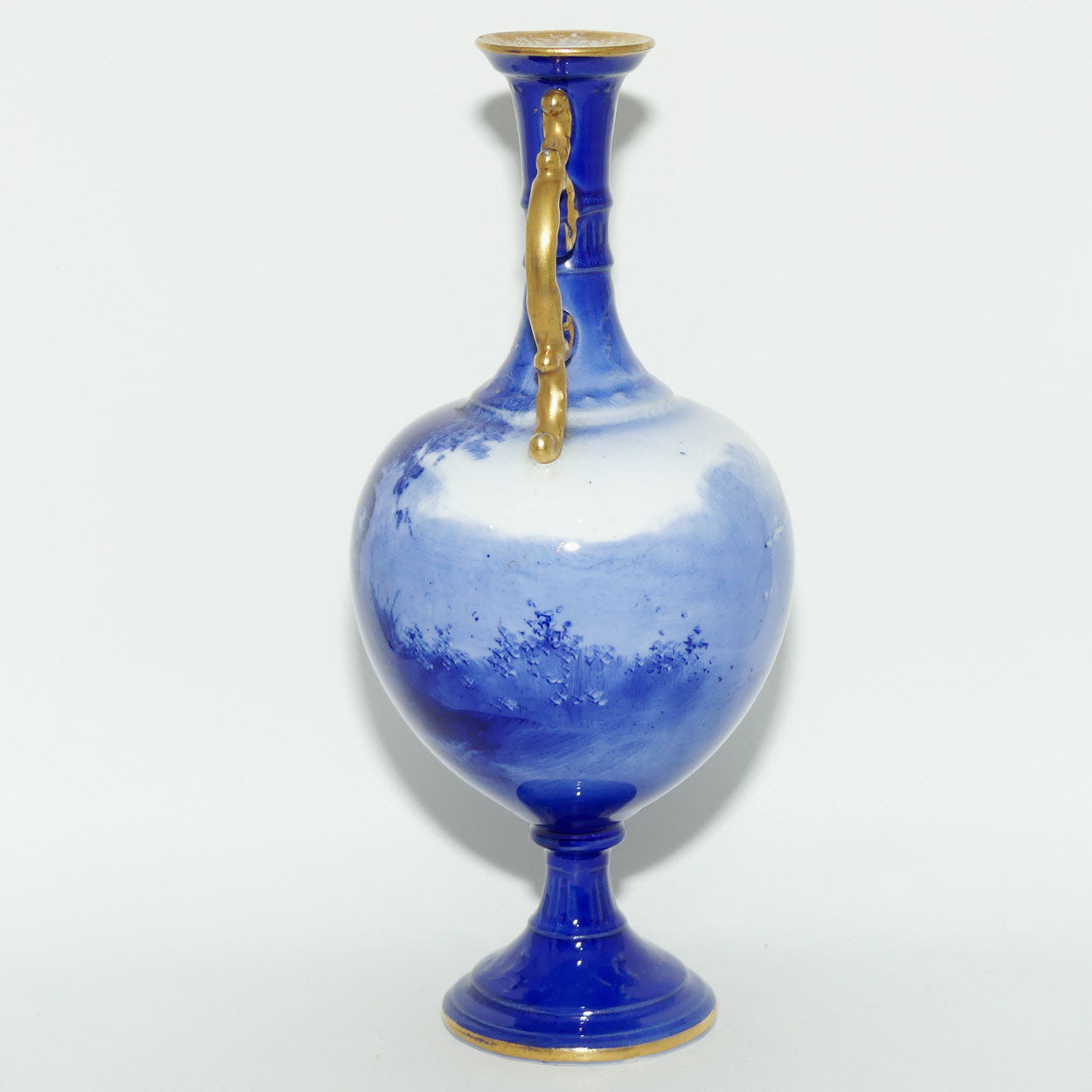 Royal Doulton Blue Childrens fine bone china fancy handles bulbous vase | Hide & Seek