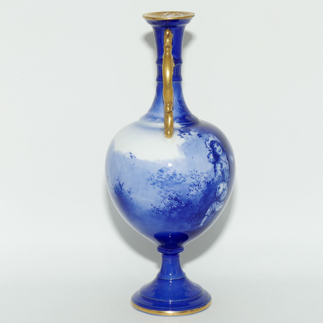 Royal Doulton Blue Childrens fine bone china fancy handles bulbous vase | Hide & Seek