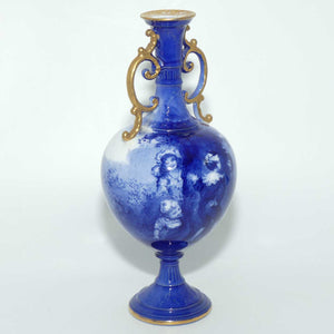 Royal Doulton Blue Childrens fine bone china fancy handles bulbous vase |Hide & Seek|