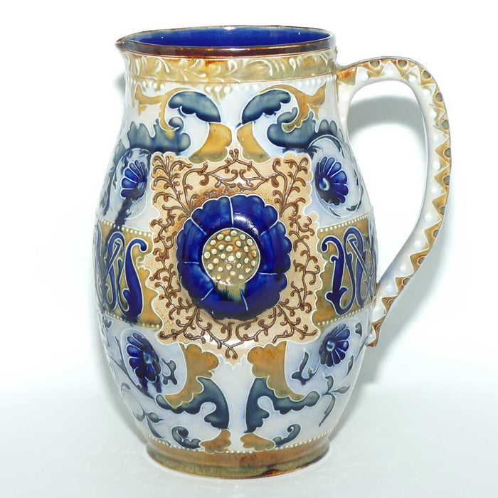 Doulton Lambeth Mark V Marshall elaborately decorated 3 tone jug