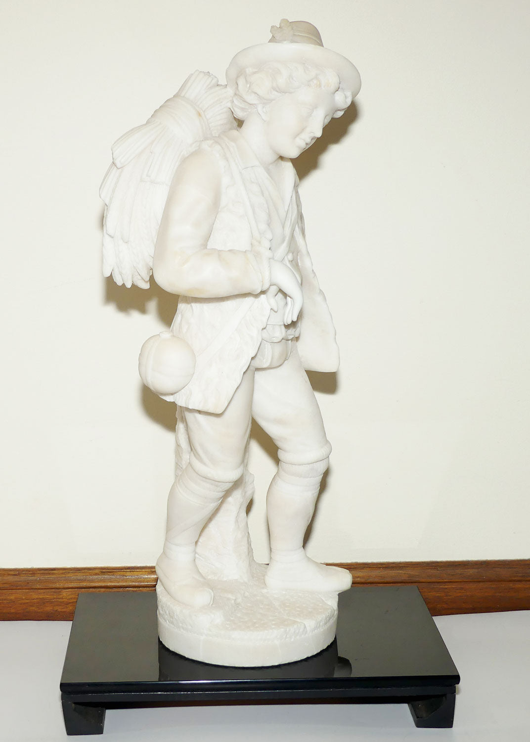 Superb White Marble figure of a Farming Boy | Gleaner gathering Wheat | 58cm tall