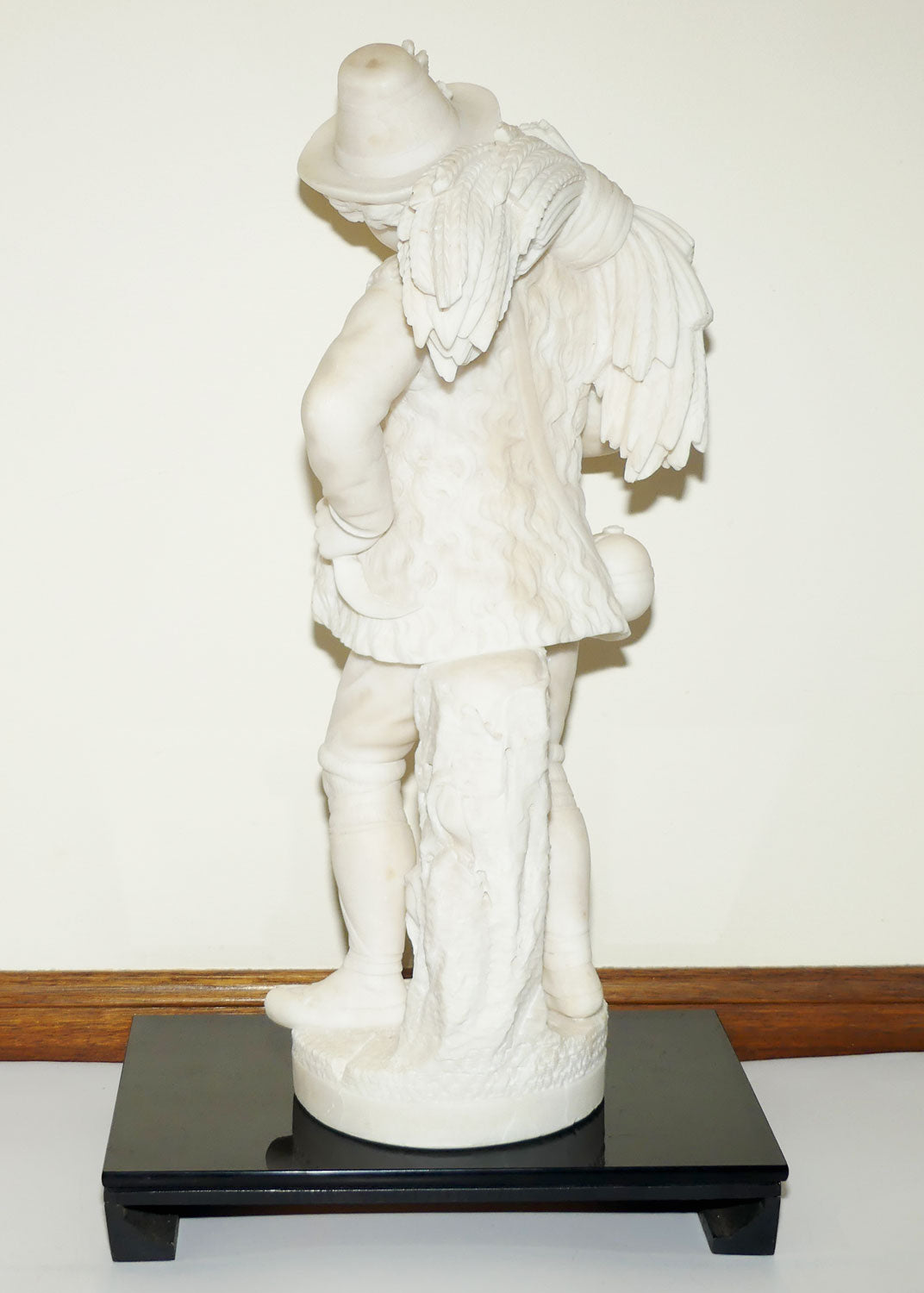 Superb White Marble figure of a Farming Boy | Gleaner gathering Wheat | 58cm tall
