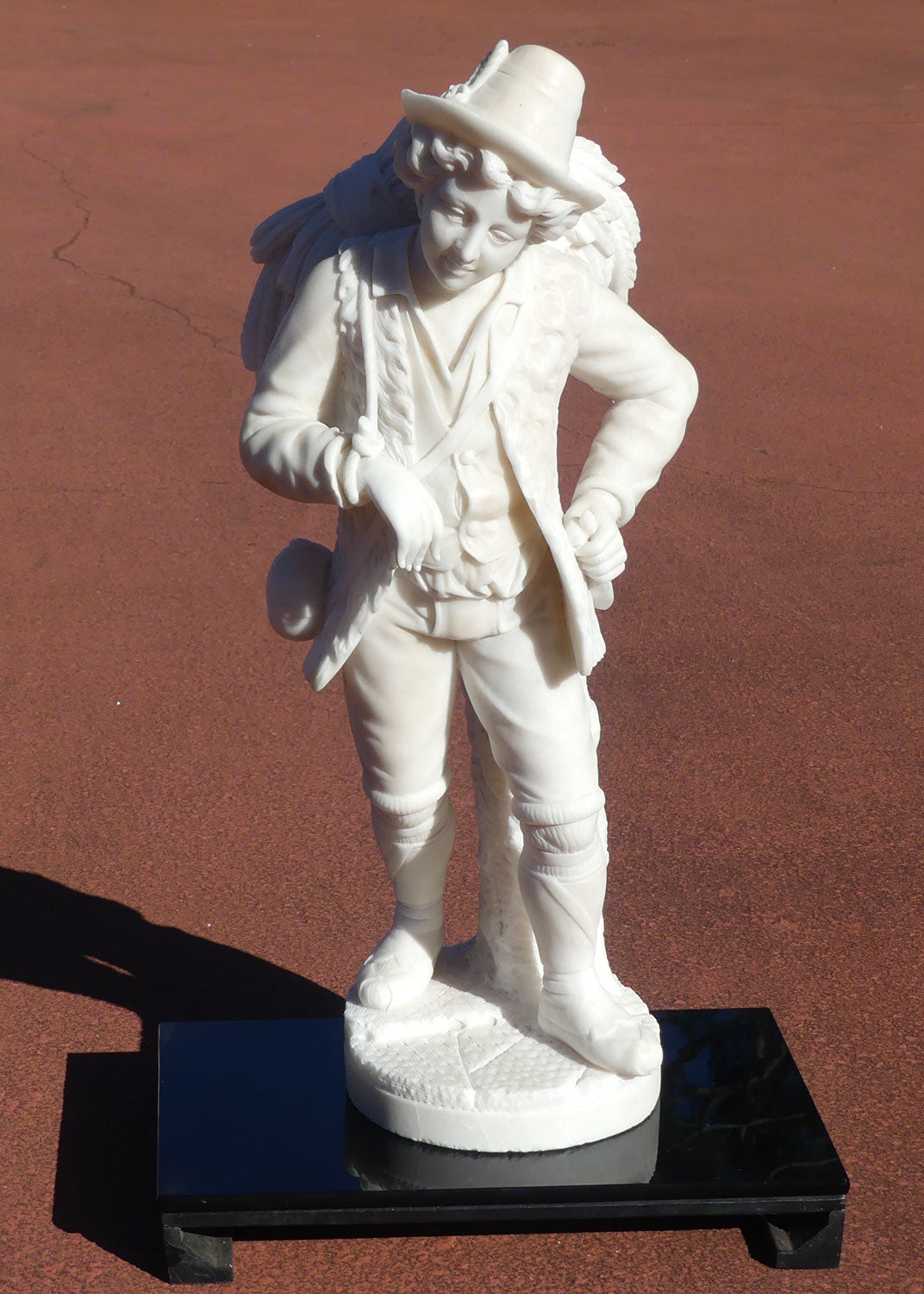 Superb White Marble figure of a Farming Boy | Gleaner gathering Wheat | 58cm tall