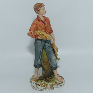 Capodimonte figure signed Sandro | Farmer Boy with Wheat