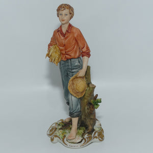 Capodimonte figure signed Sandro | Farmer Boy with Wheat