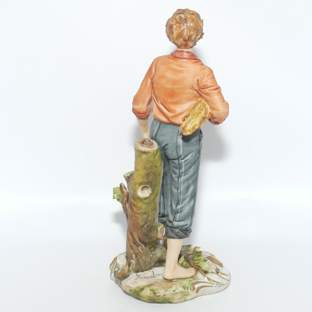 Capodimonte figure signed Sandro | Farmer Boy with Wheat