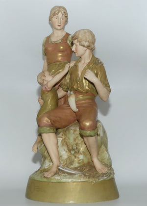 Royal Dux Bohemia Figure Group | 2125 | Farmer, Mother and Child