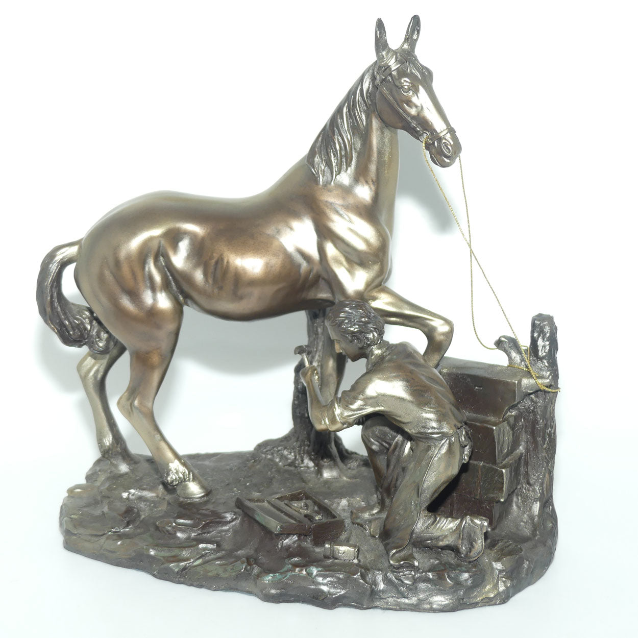 Decorator Cold Cast Bronze Farrier and Horse