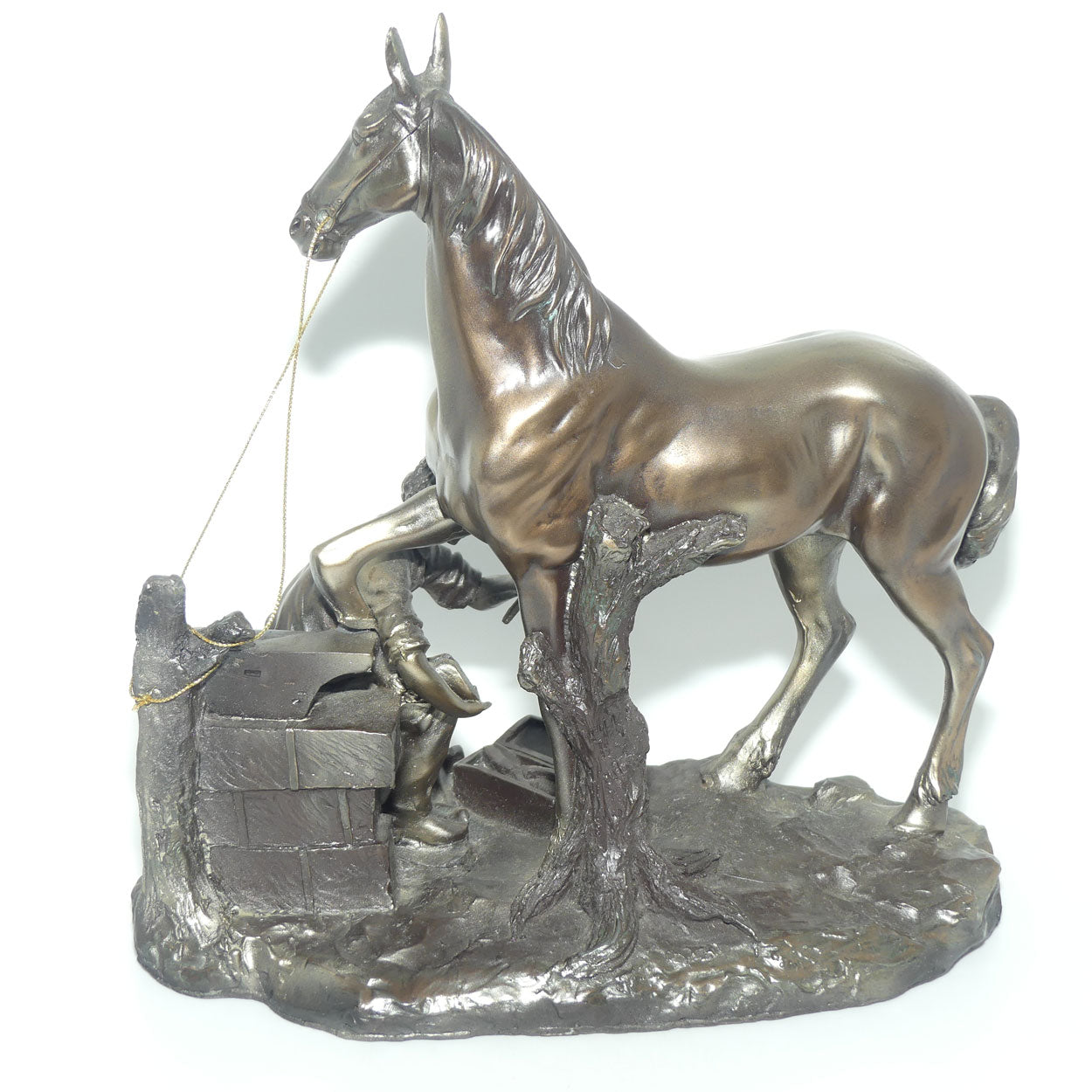 Decorator Cold Cast Bronze Farrier and Horse