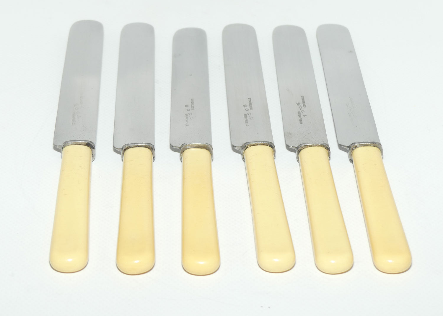 Set of 6 B.O.C.L Sheffield | Faux Bone Handle Dinner Knives | 23.5cm