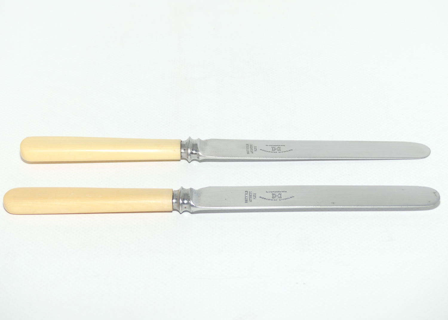 Set of 2 Thomas Ibbotson Sheffield | Faux Bone Handle Butter Knives | 20.5