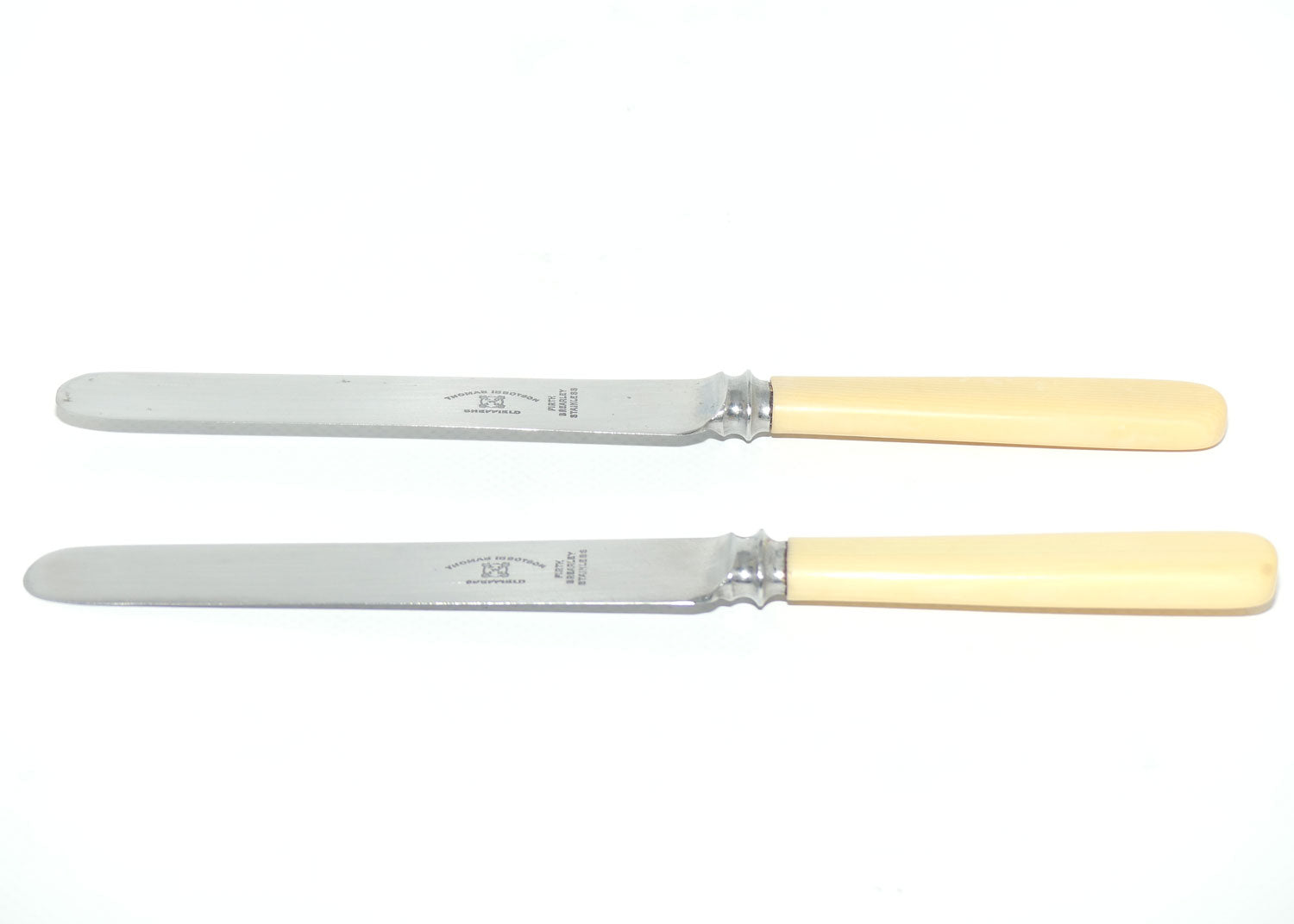 Set of 2 Thomas Ibbotson Sheffield | Faux Bone Handle Butter Knives | 20.5
