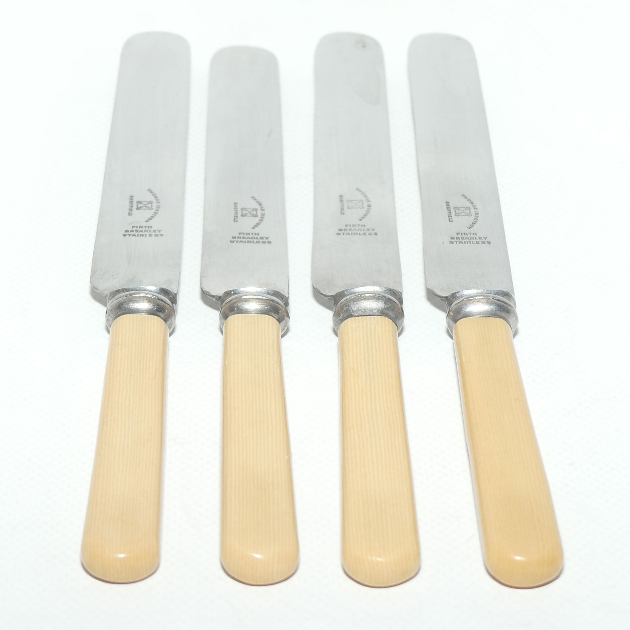Set of 4 Thomas Ibbotson Sheffield | Faux Bone Handle Dinner Knives | 24cm