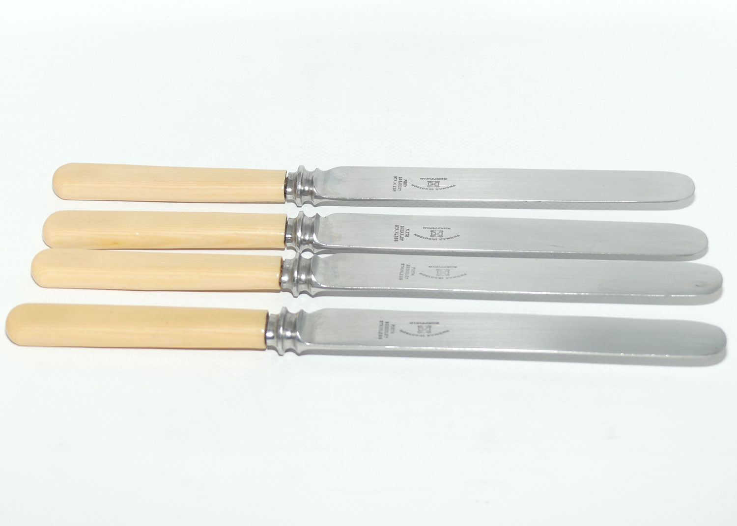 Set of 4 Thomas Ibbotson Sheffield | Faux Bone Handle Dinner Knives | 24cm