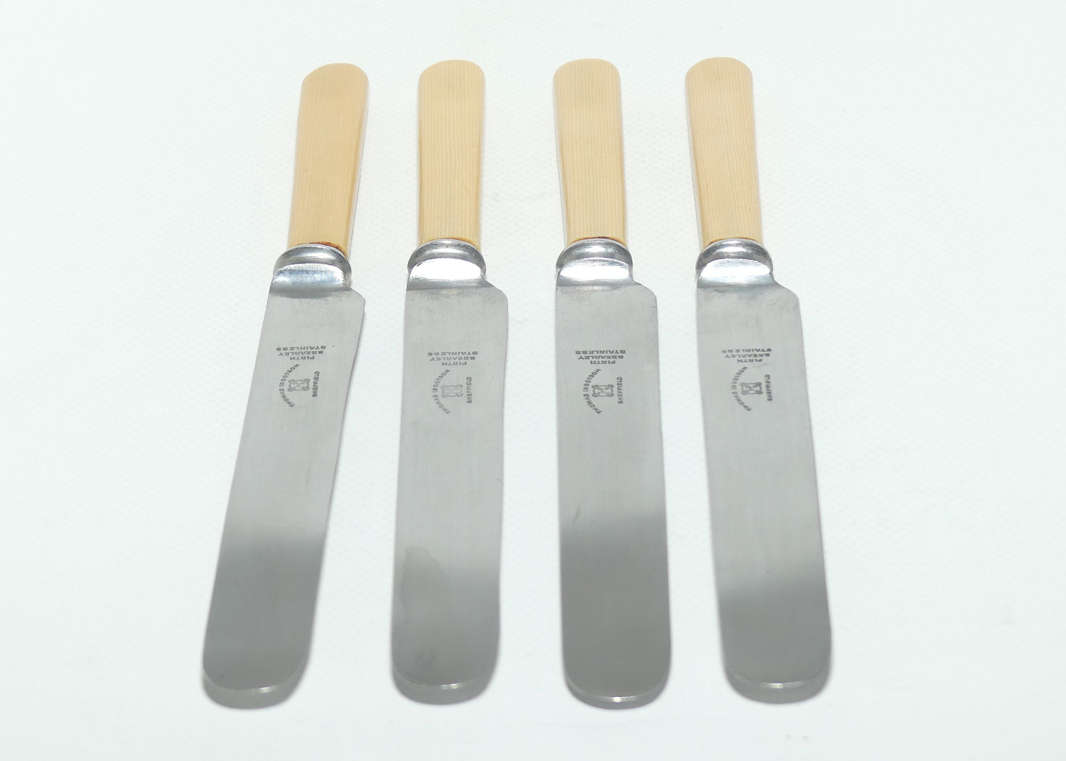 Set of 4 Thomas Ibbotson Sheffield | Faux Bone Handle Dinner Knives | 24cm