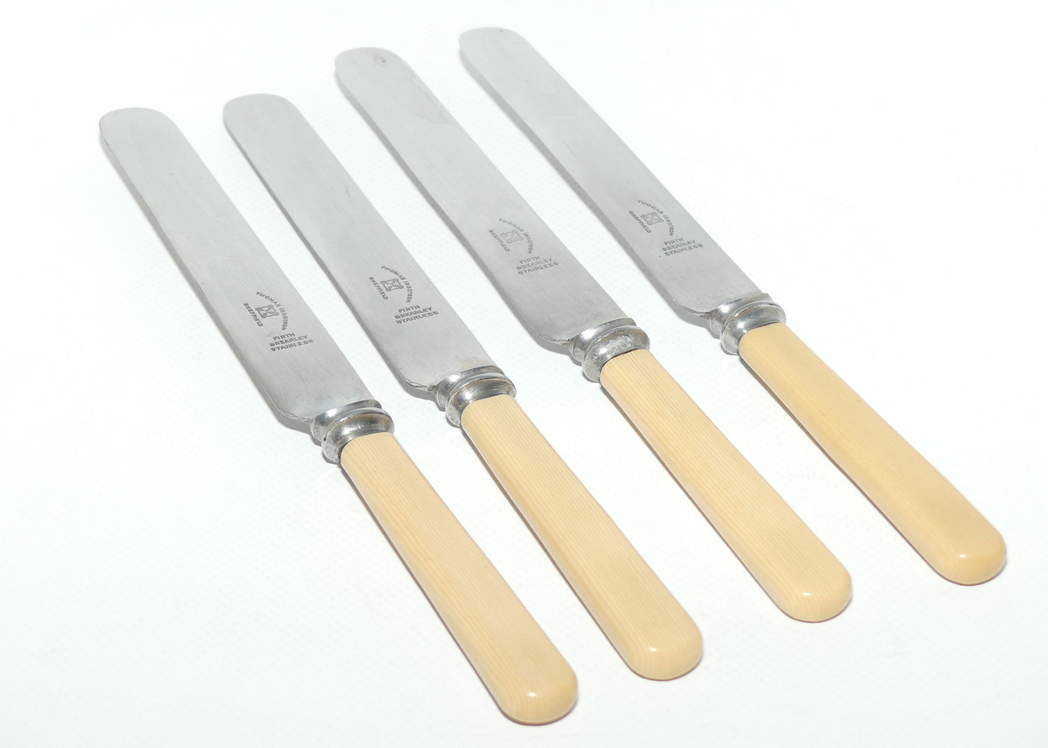 Set of 4 Thomas Ibbotson Sheffield | Faux Bone Handle Dinner Knives | 24cm