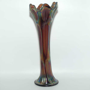 Fenton Diamond and Rib Amethyst Carnival Glass vase | 29cm