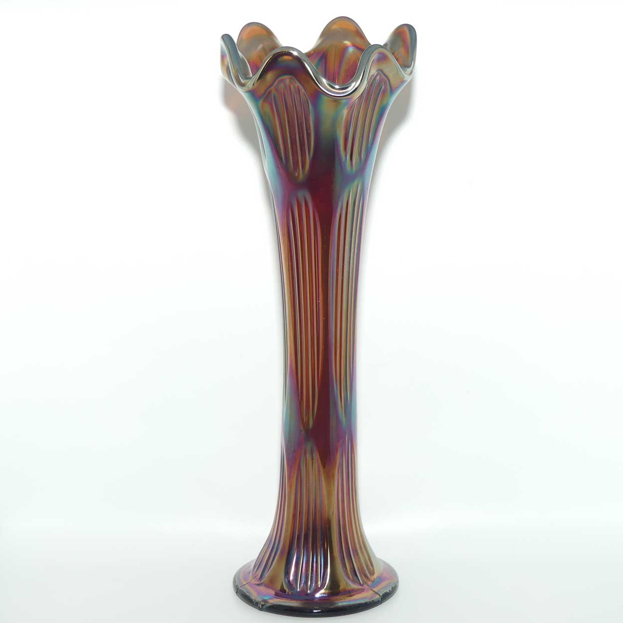 Fenton Diamond and Rib Amethyst Carnival Glass vase | 29.5cm