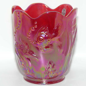 Fenton 1990 vintage Red Carnival glass vase | Atlantis pattern