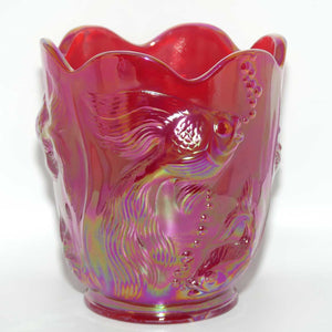 Fenton 1990 vintage Red Carnival glass vase | Atlantis pattern