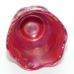 Fenton 1990 vintage Red Carnival glass vase | Atlantis pattern