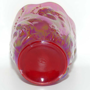 Fenton 1990 vintage Red Carnival glass vase | Atlantis pattern