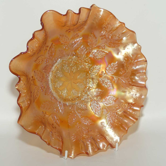 Fenton Marigold Carnival Glass Holly triple crimped edge dish | Lighter