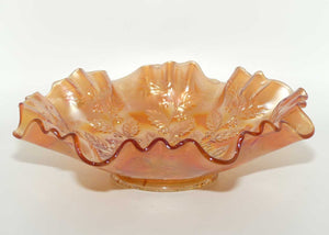 Fenton Marigold Carnival Glass Holly triple crimped edge dish | Lighter