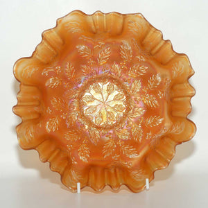 Fenton Marigold Carnival Glass Holly triple crimped edge dish | Darker