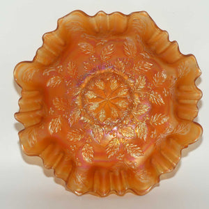 Fenton Marigold Carnival Glass Holly triple crimped edge dish | Darker