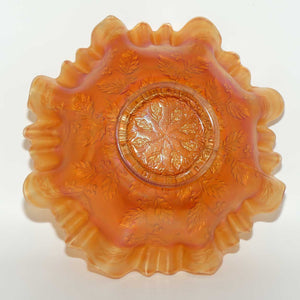 Fenton Marigold Carnival Glass Holly triple crimped edge dish | Darker