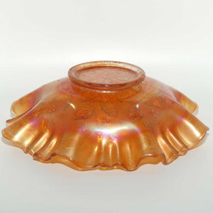 Fenton Marigold Carnival Glass Holly triple crimped edge dish | Darker