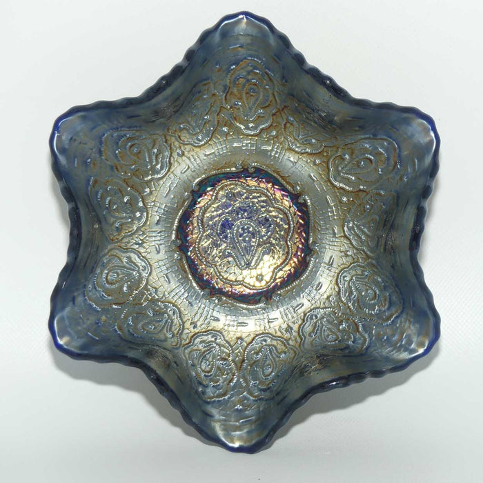 Fenton Blue Carnival Glass Persian Medallion bowl | 15cm+