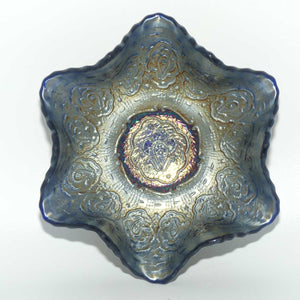 Fenton Blue Carnival Glass Persian Medallion bowl | 15cm+