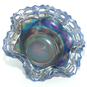 Fenton Carnival Glass bowl | Pierced Gallery | Basket Weave pattern